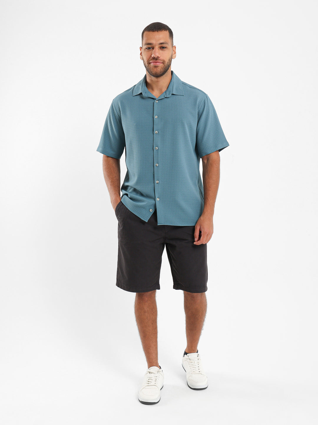 Waffle Textured Short Sleeve Shirt