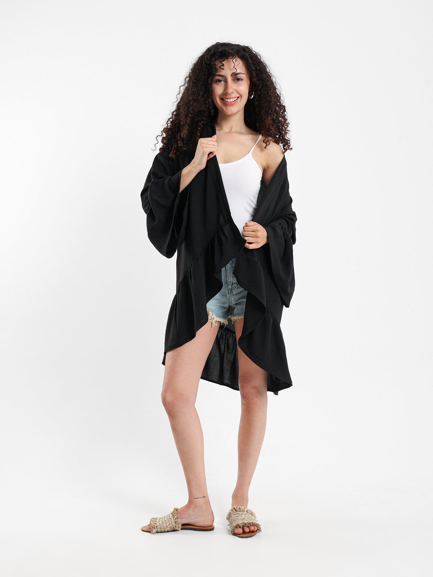 Ruffled Short Kimono