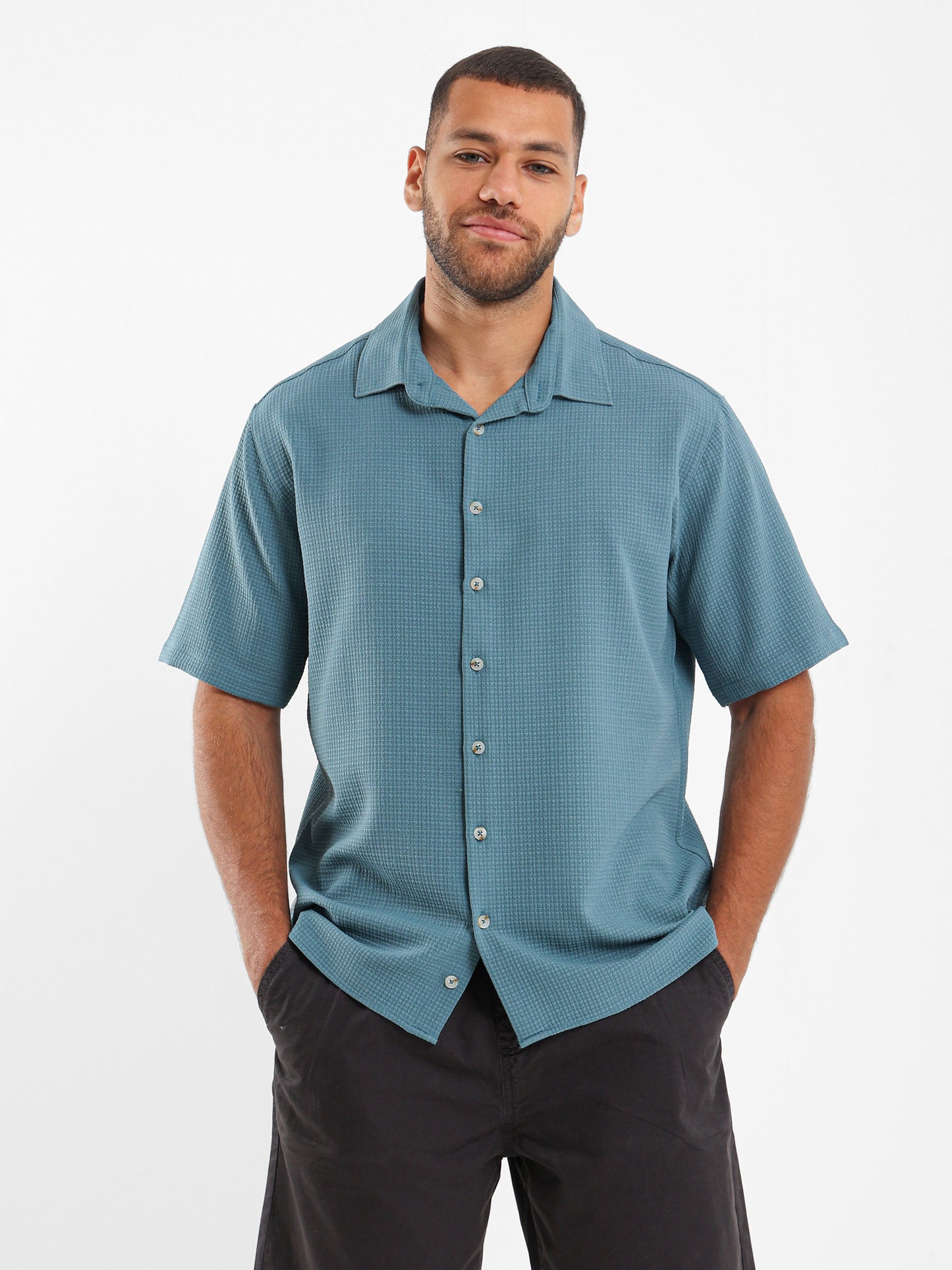Waffle Textured Short Sleeve Shirt