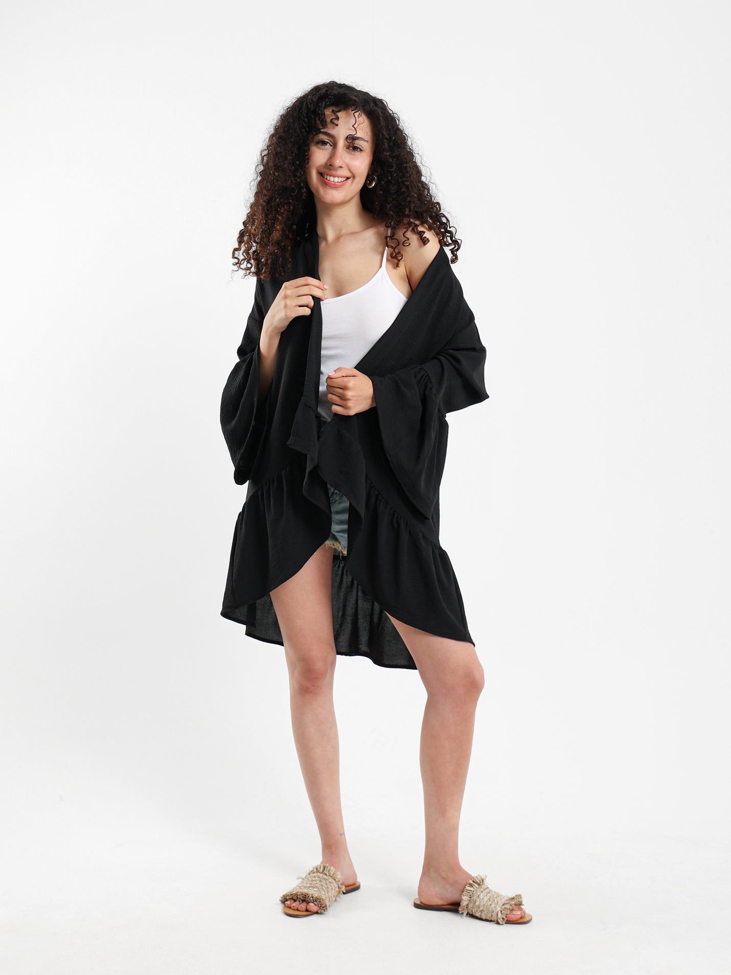 Ruffled Short Kimono