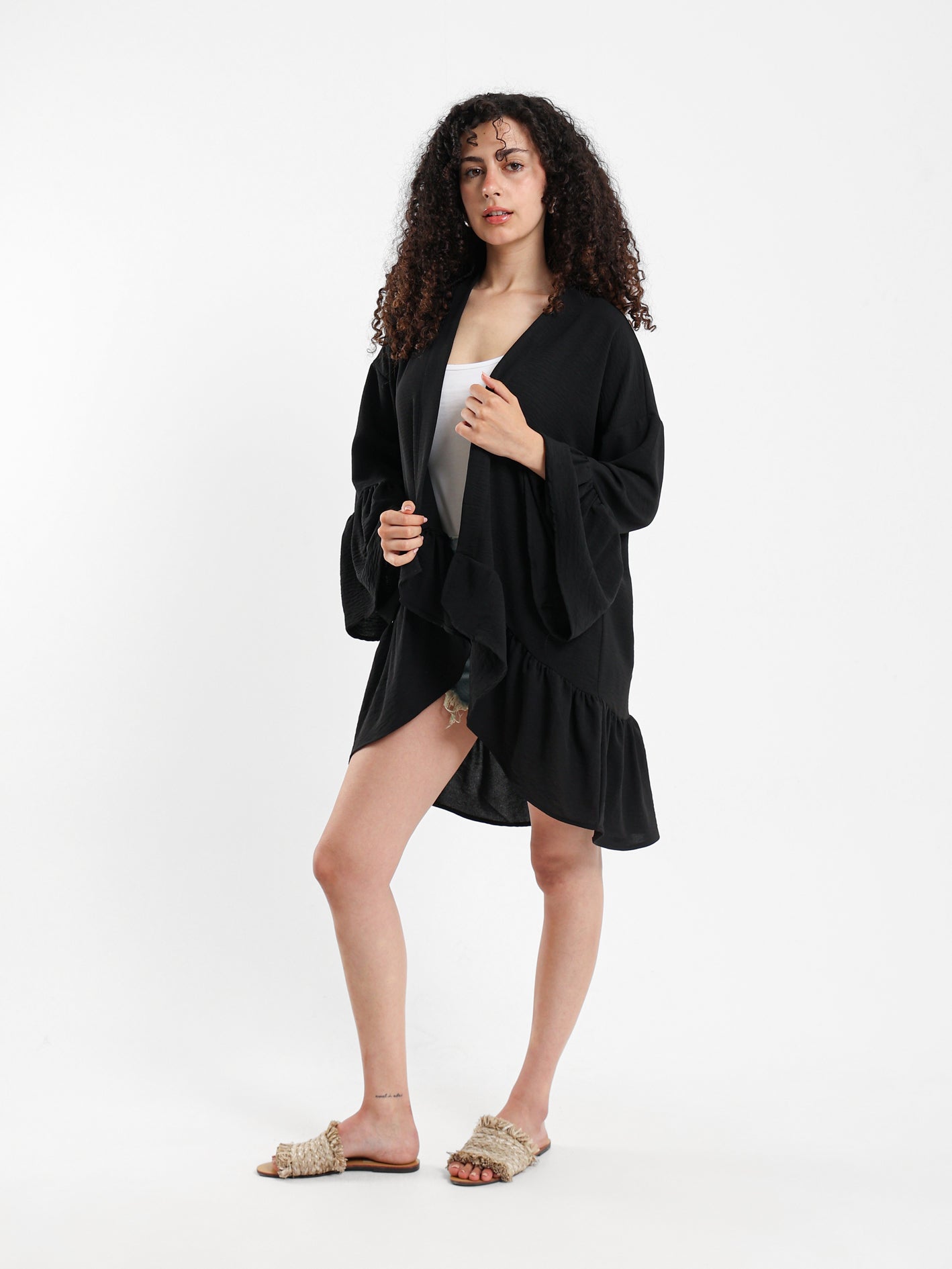 Ruffled Short Kimono