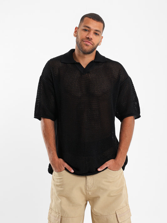Knitted Relaxed Fit Polo Shirt