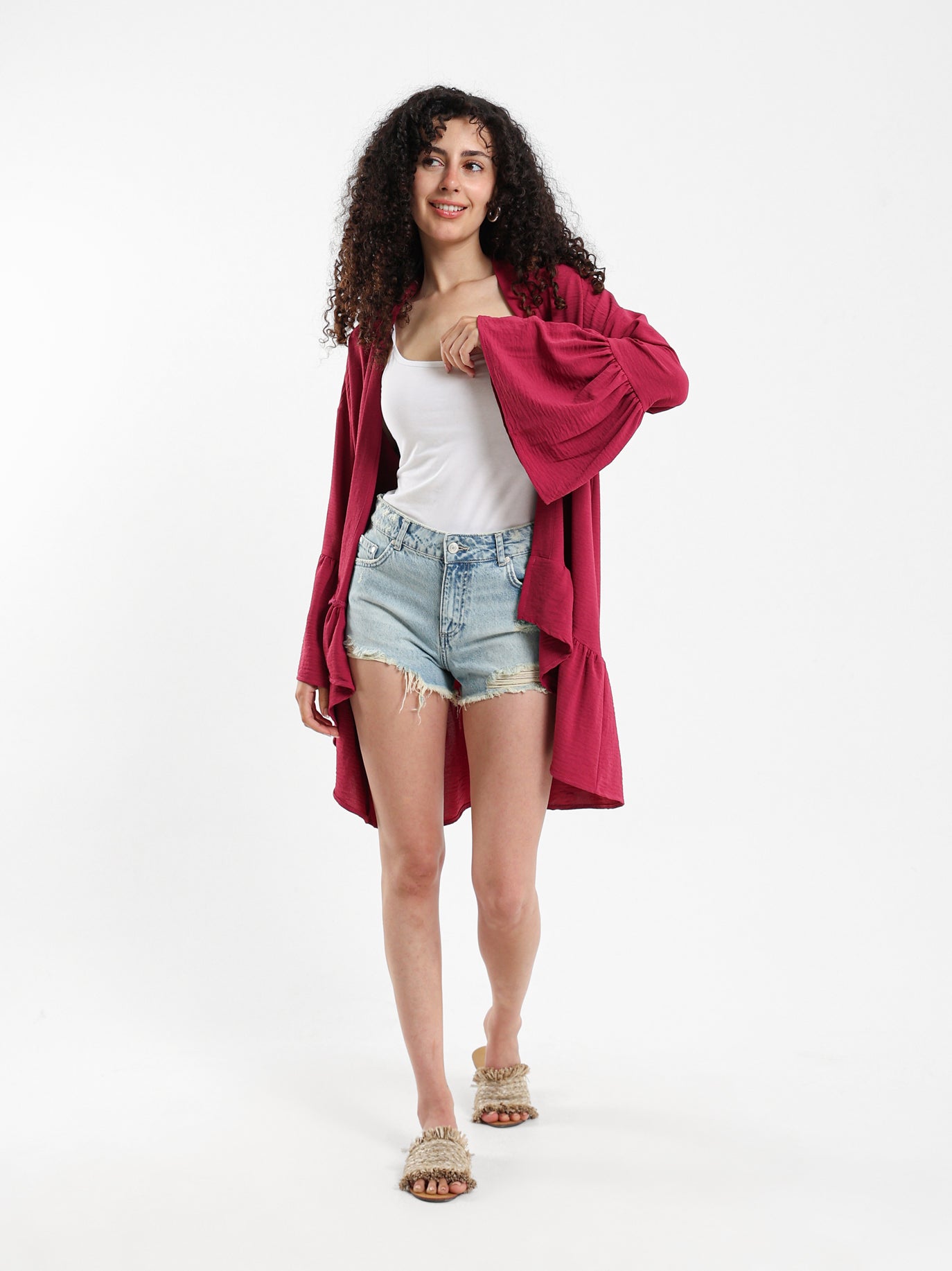Ruffled Short Kimono