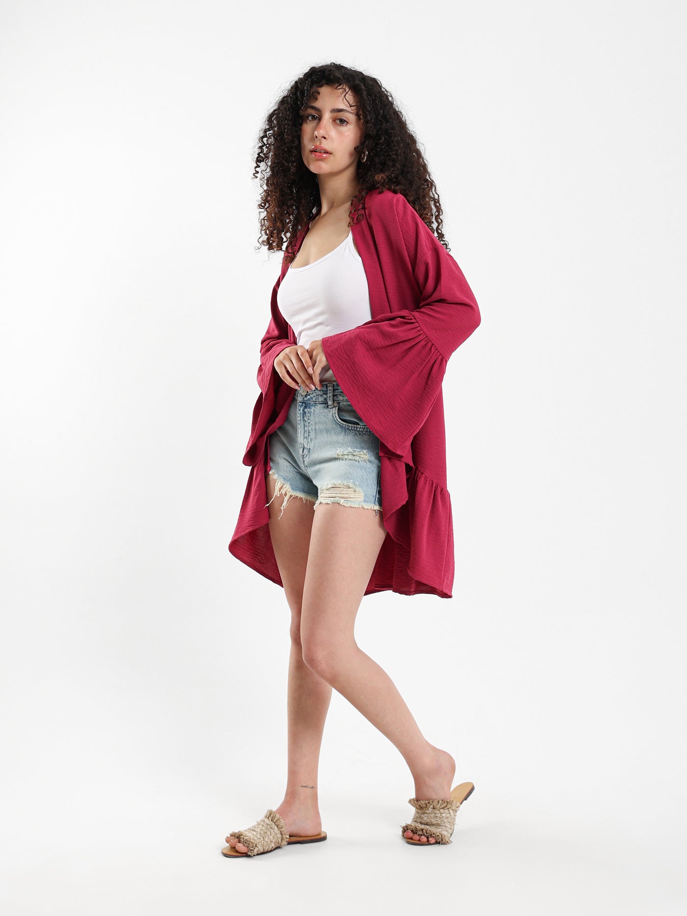 Ruffled Short Kimono
