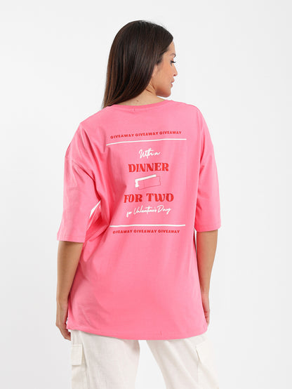 Oversized “Dinner for 2” Print T-Shirt