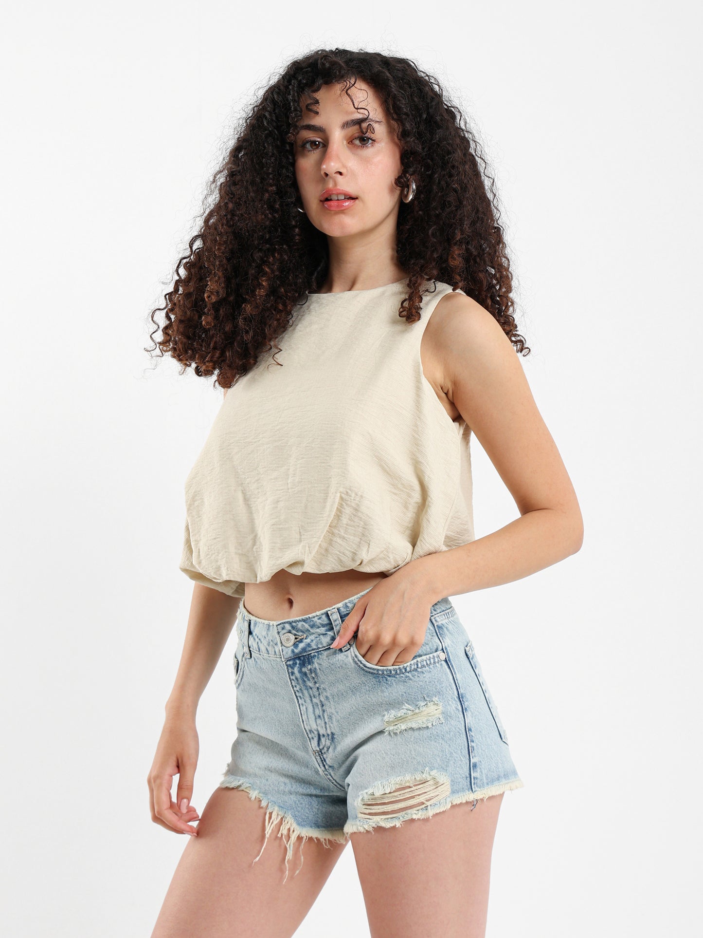 Balloon Fit Sleeveless Top