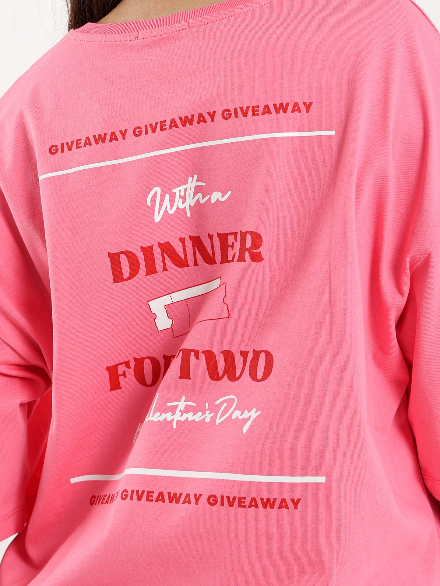 Oversized “Dinner for 2” Print T-Shirt