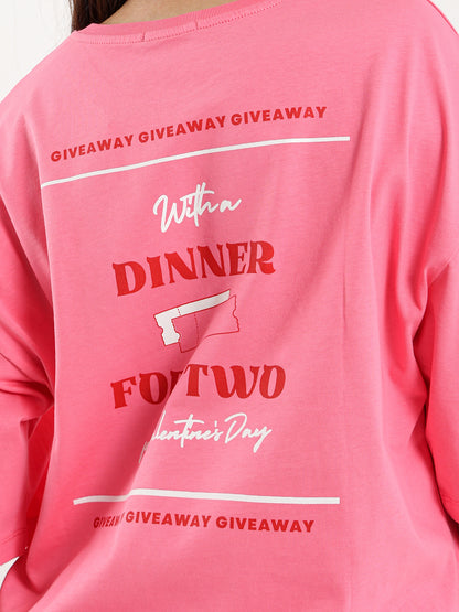 Oversized “Dinner for 2” Print T-Shirt