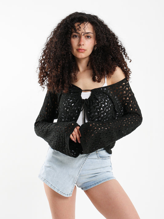 Front Tie Crochet Bolero
