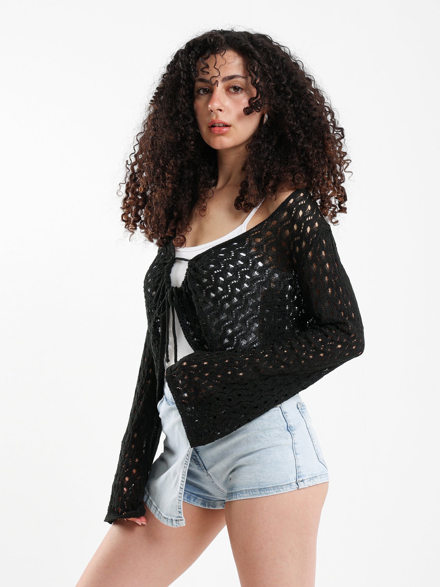 Front Tie Crochet Bolero