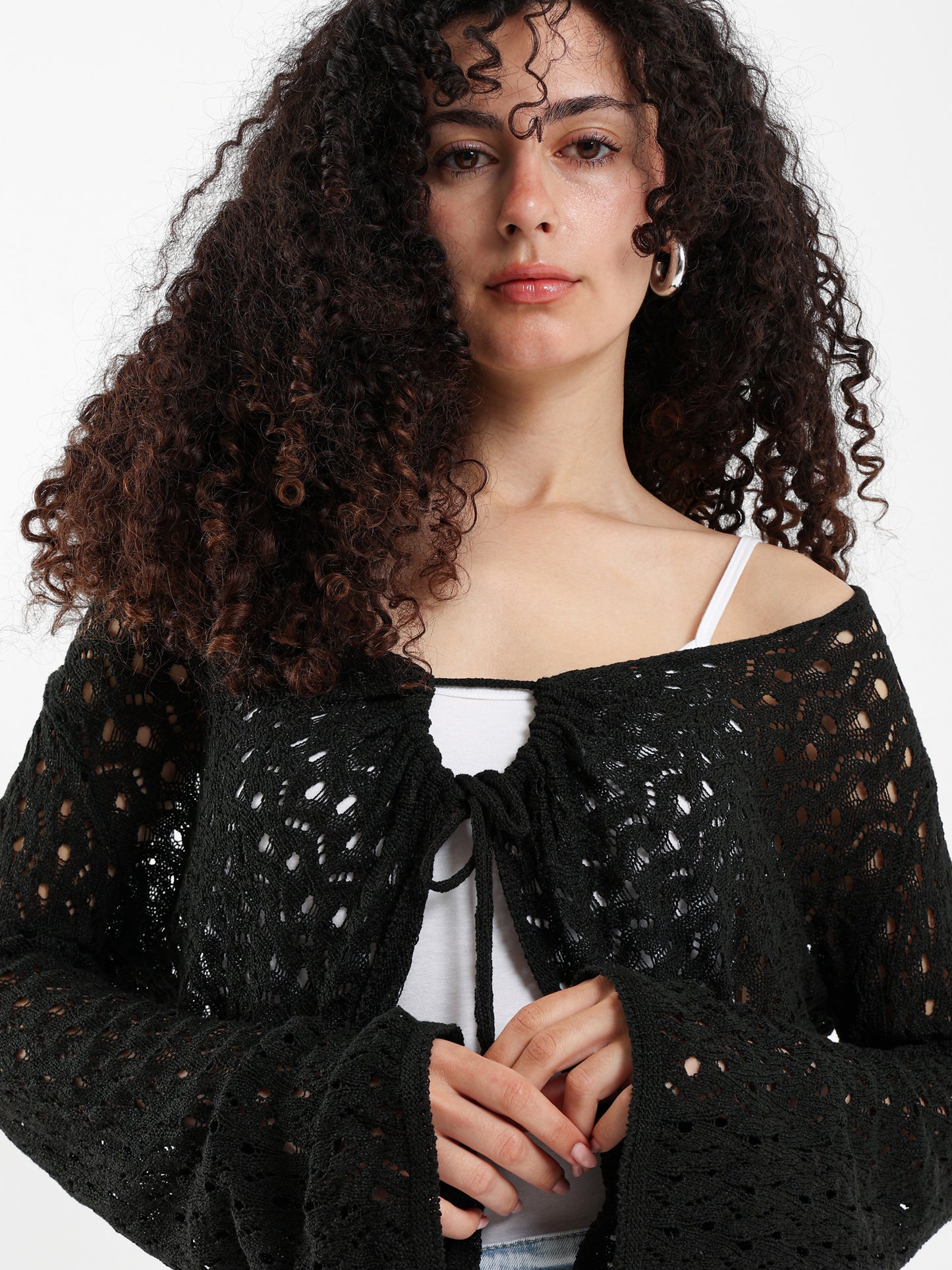 Front Tie Crochet Bolero