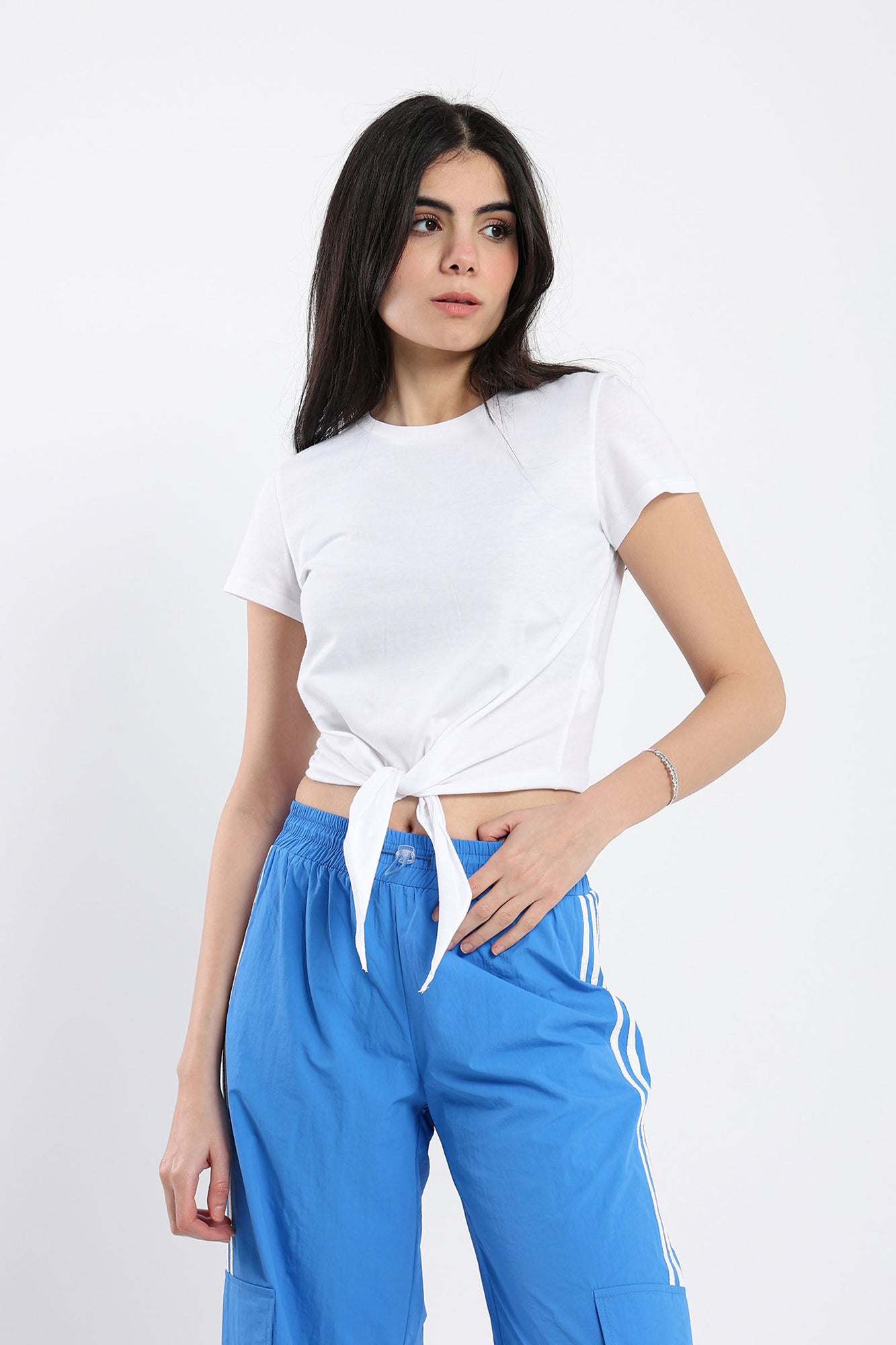Basic Top -  Short Sleeves - Tie Front - Outlet