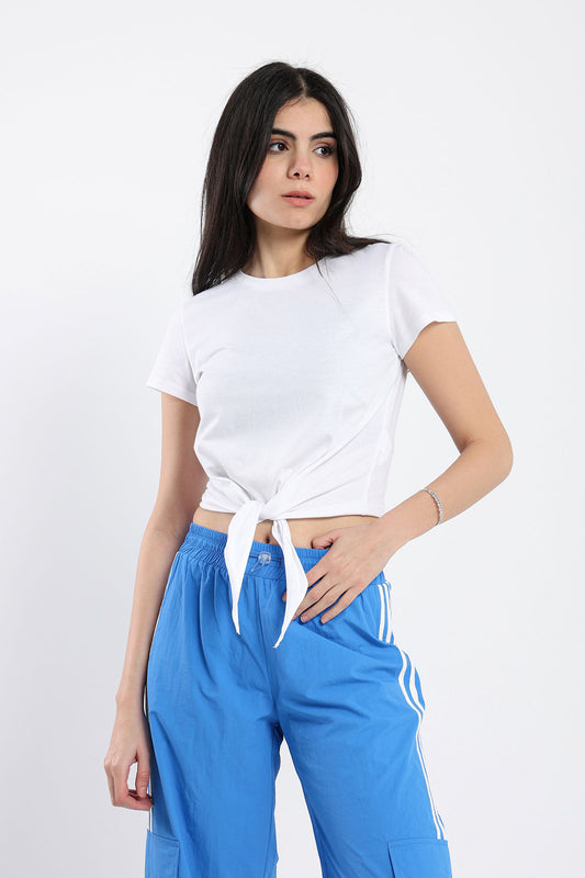 Basic Top -  Short Sleeves - Tie Front - Outlet