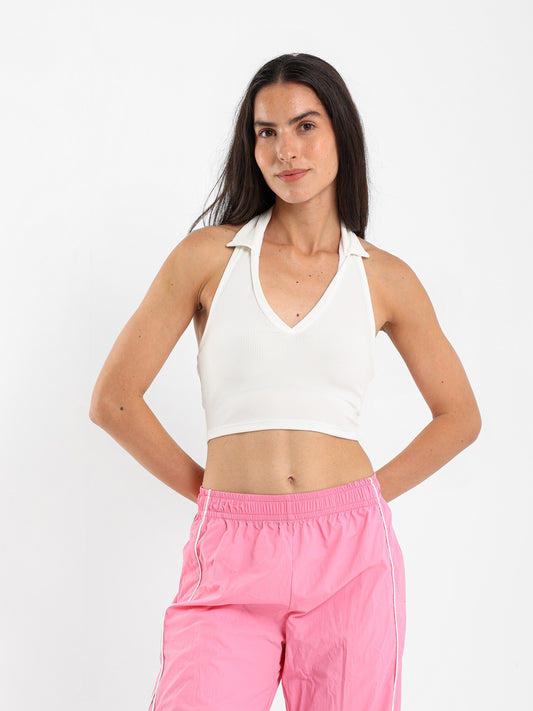 Halter-Neck Cropped Polo - Outlet