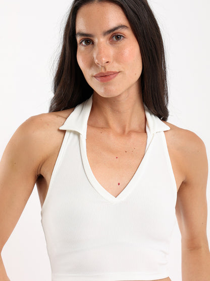Halter-Neck Cropped Polo - Outlet