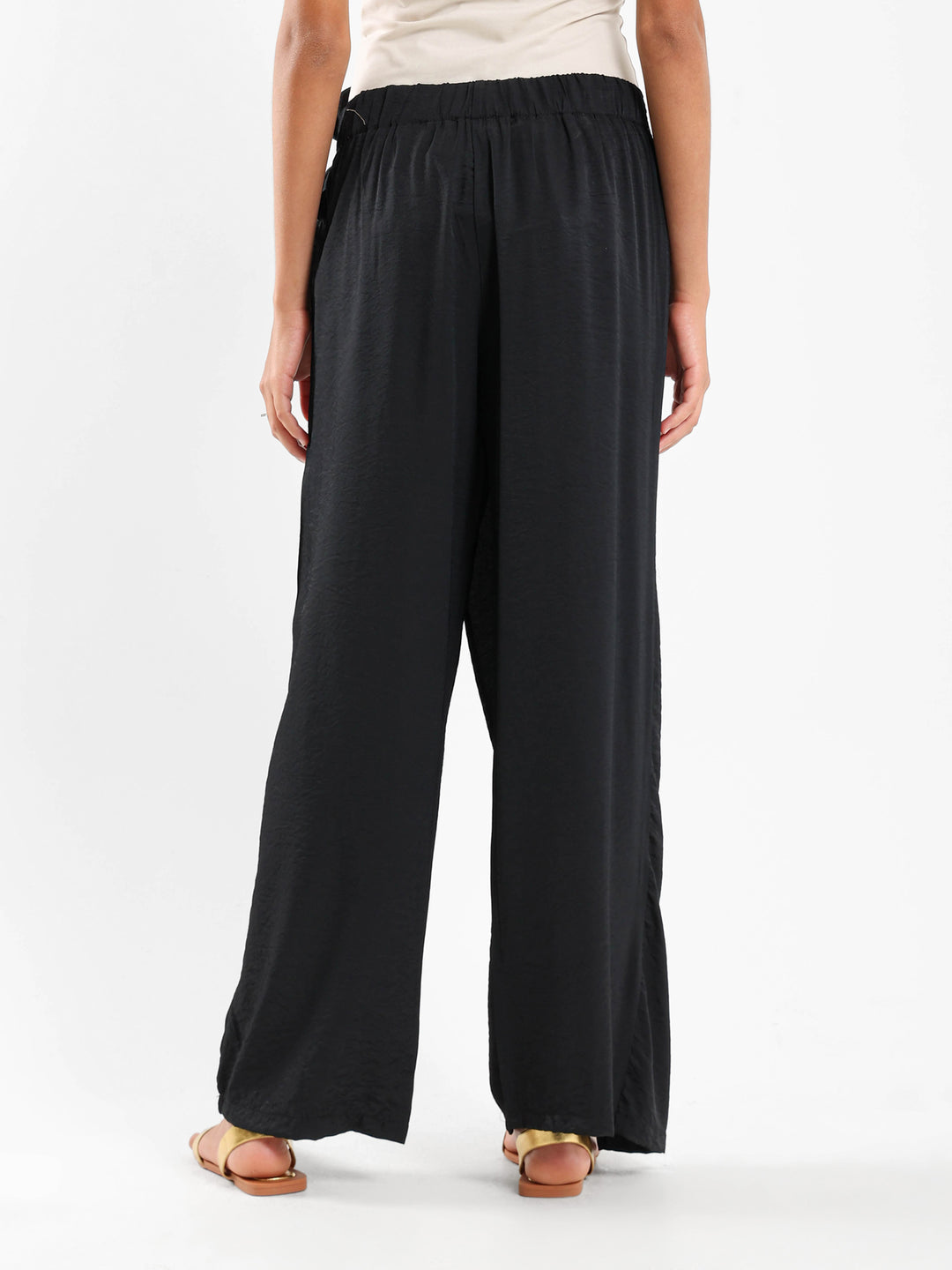 Front Overlap Wide-Leg Pants