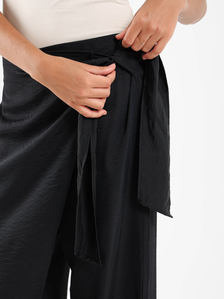 Front Overlap Wide-Leg Pants