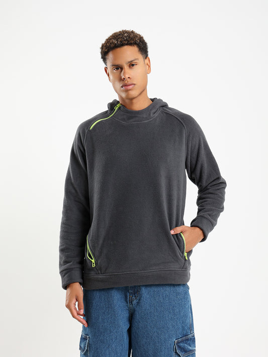 Hoodie with Zipper Detail - Outlet