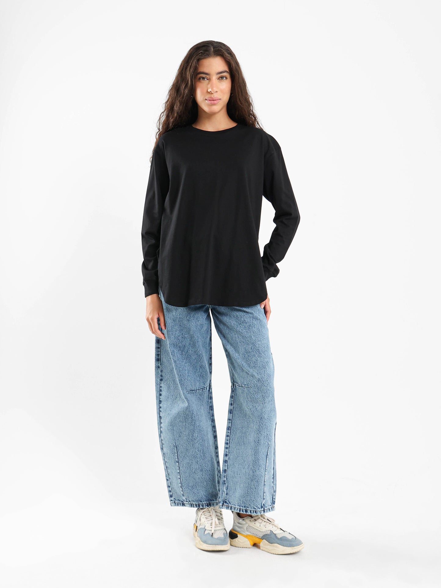 Round Hem T-Shirt with Side Slits