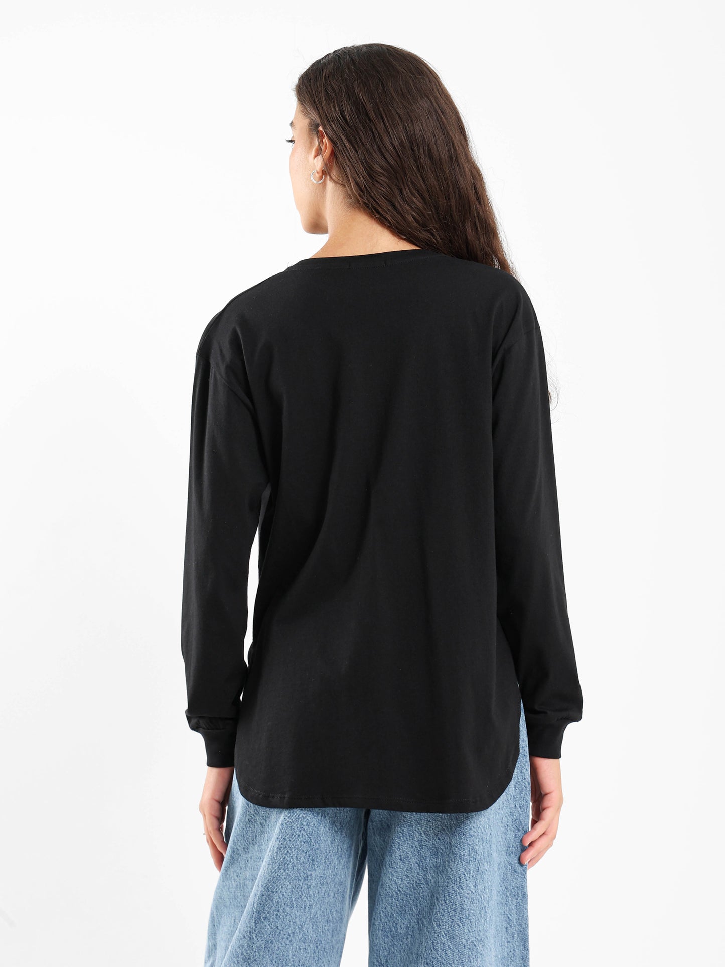 Round Hem T-Shirt with Side Slits