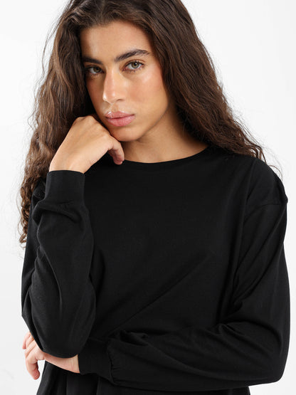 Round Hem T-Shirt with Side Slits
