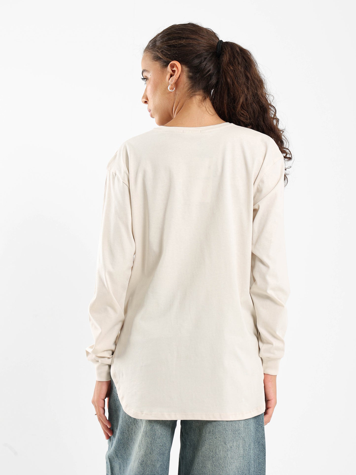 Round Hem T-Shirt with Side Slits
