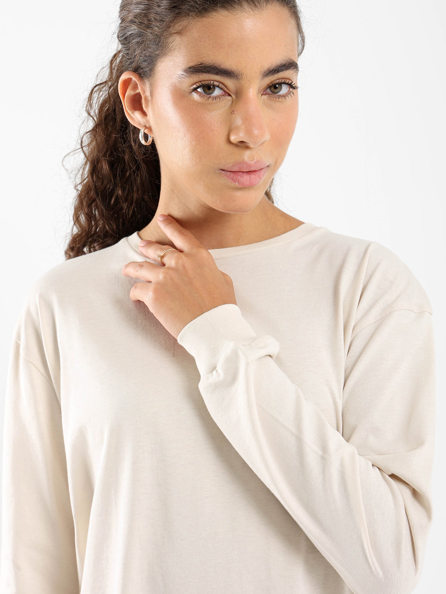 Round Hem T-Shirt with Side Slits