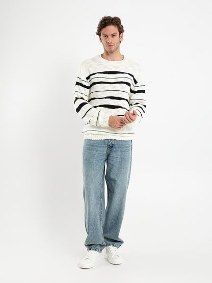 Irregular Striped Pullover