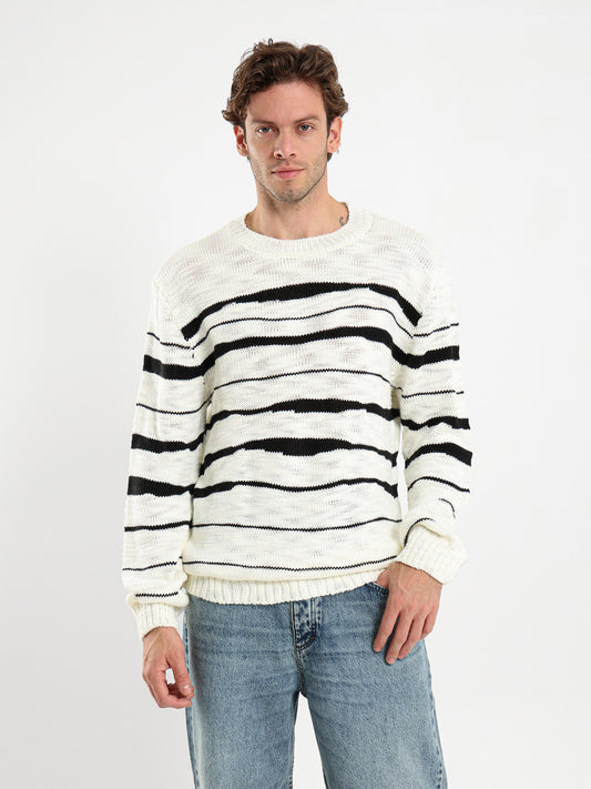 Irregular Striped Pullover