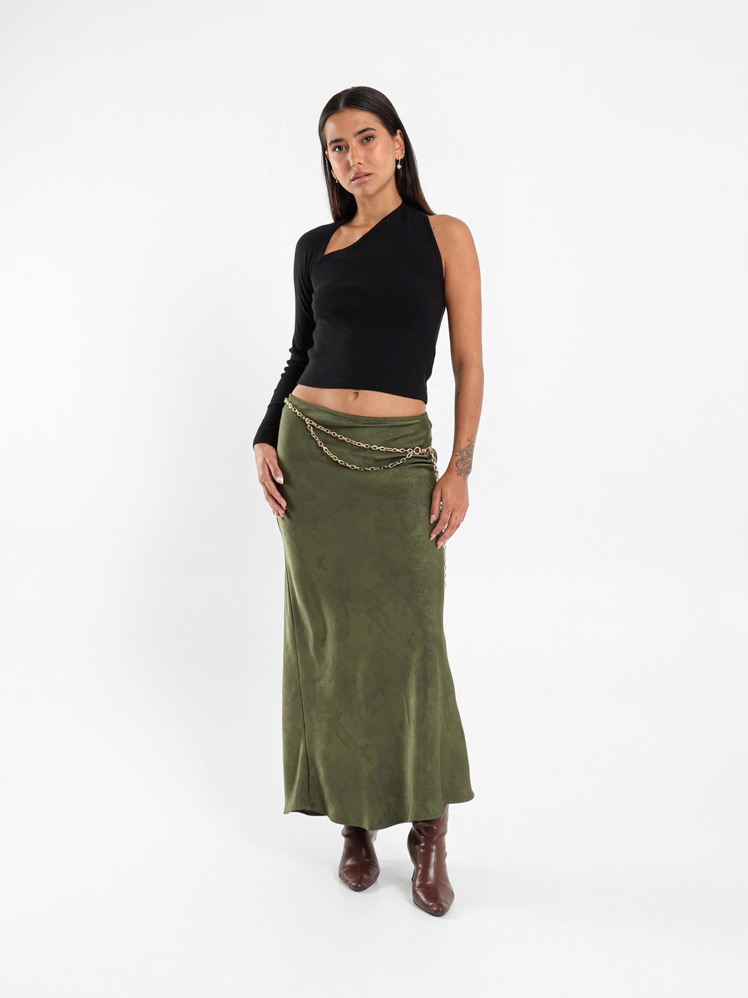 Satin Printed Maxi Skirt