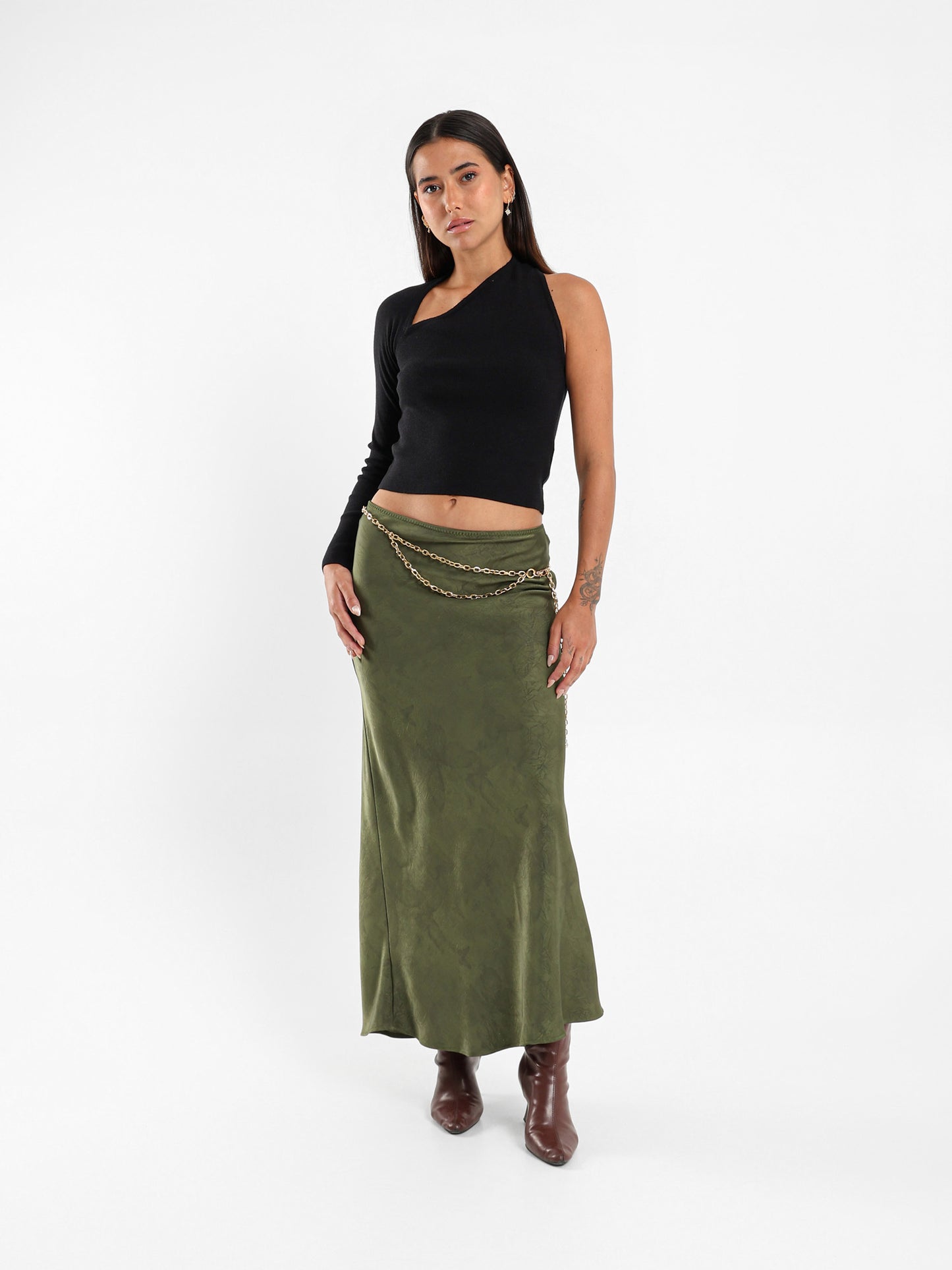 Satin Printed Maxi Skirt