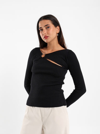 Tricot Ring Detail Top