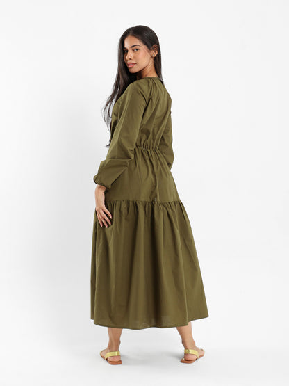 Puffy Tiered Long Sleeve Dress