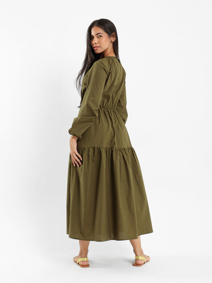 Puffy Tiered Long Sleeve Dress