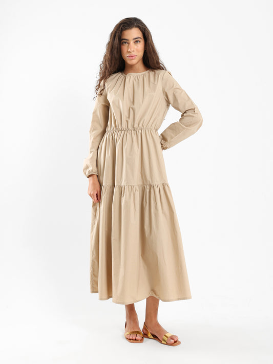 Puffy Tiered Long Sleeve Dress