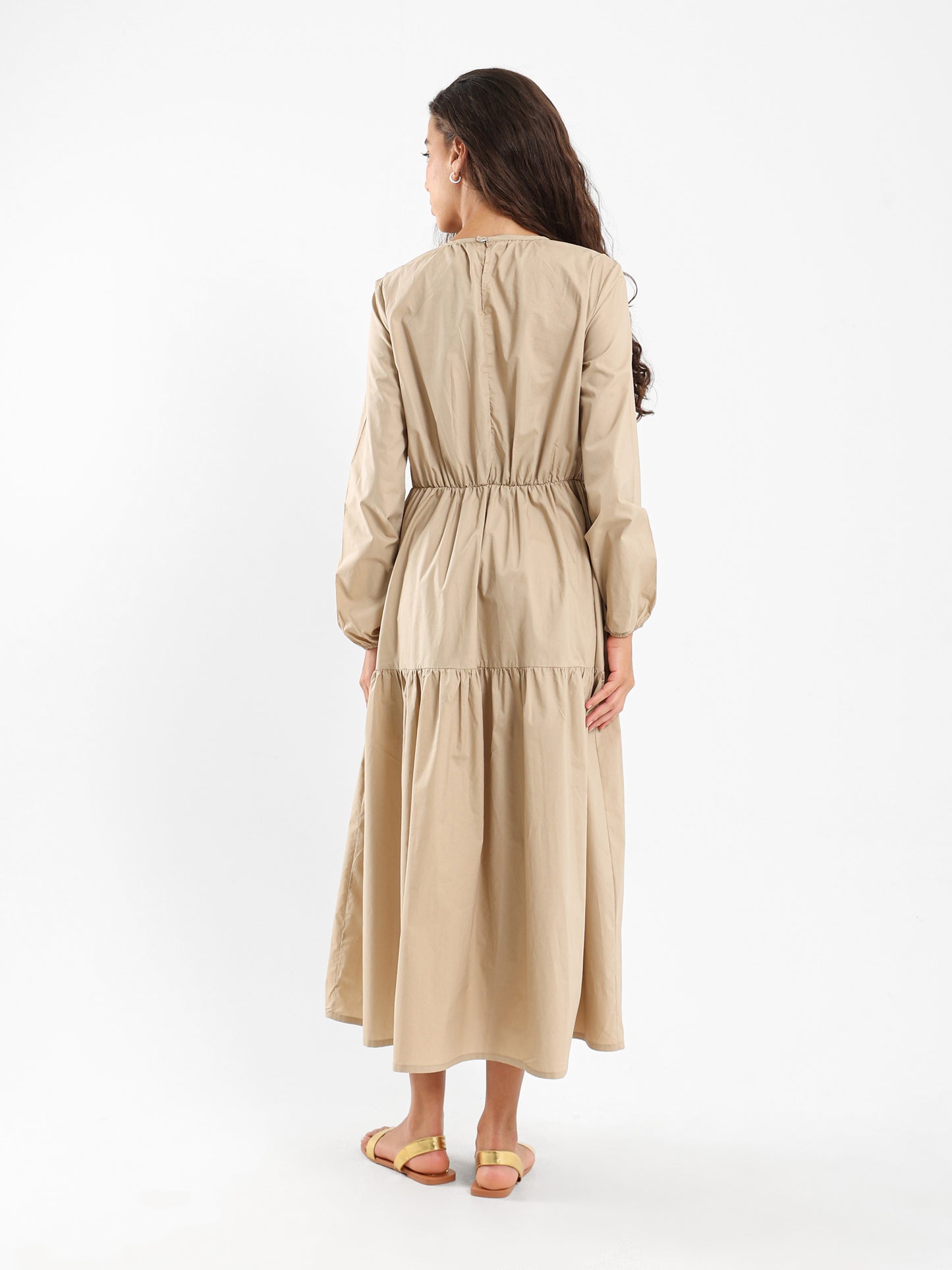 Puffy Tiered Long Sleeve Dress
