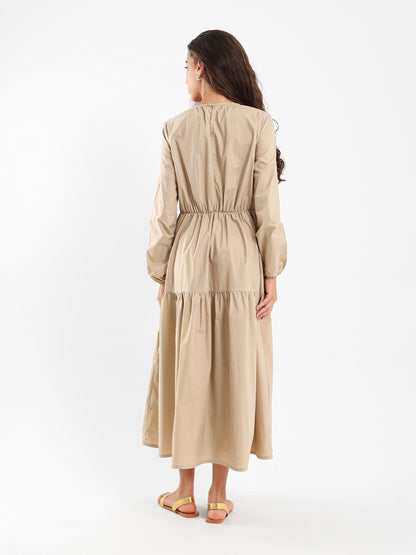 Puffy Tiered Long Sleeve Dress