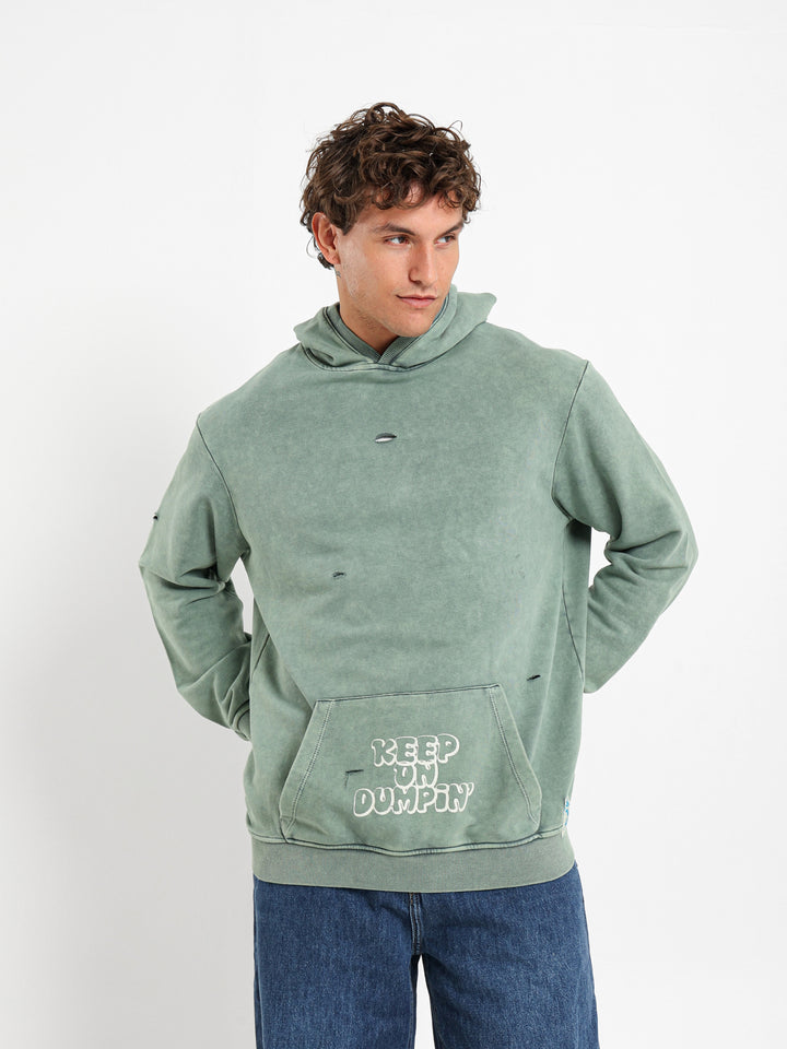 Dumpin Print Distressed Hoodie