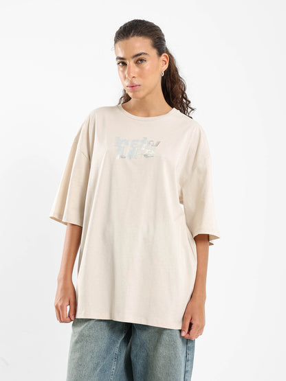 Lights On Oversized Print Tee