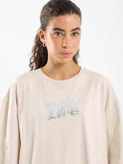 Lights On Oversized Print Tee