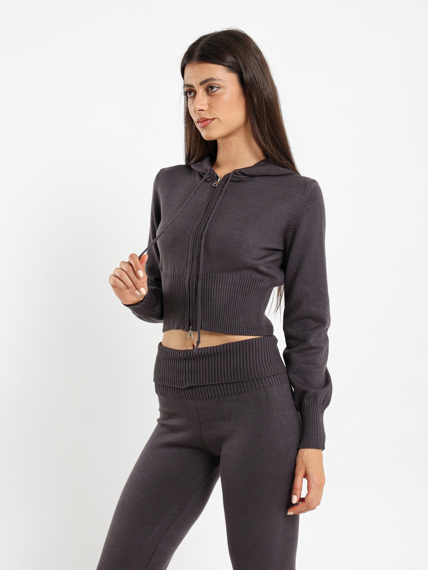 Cropped Tricot Hoodie