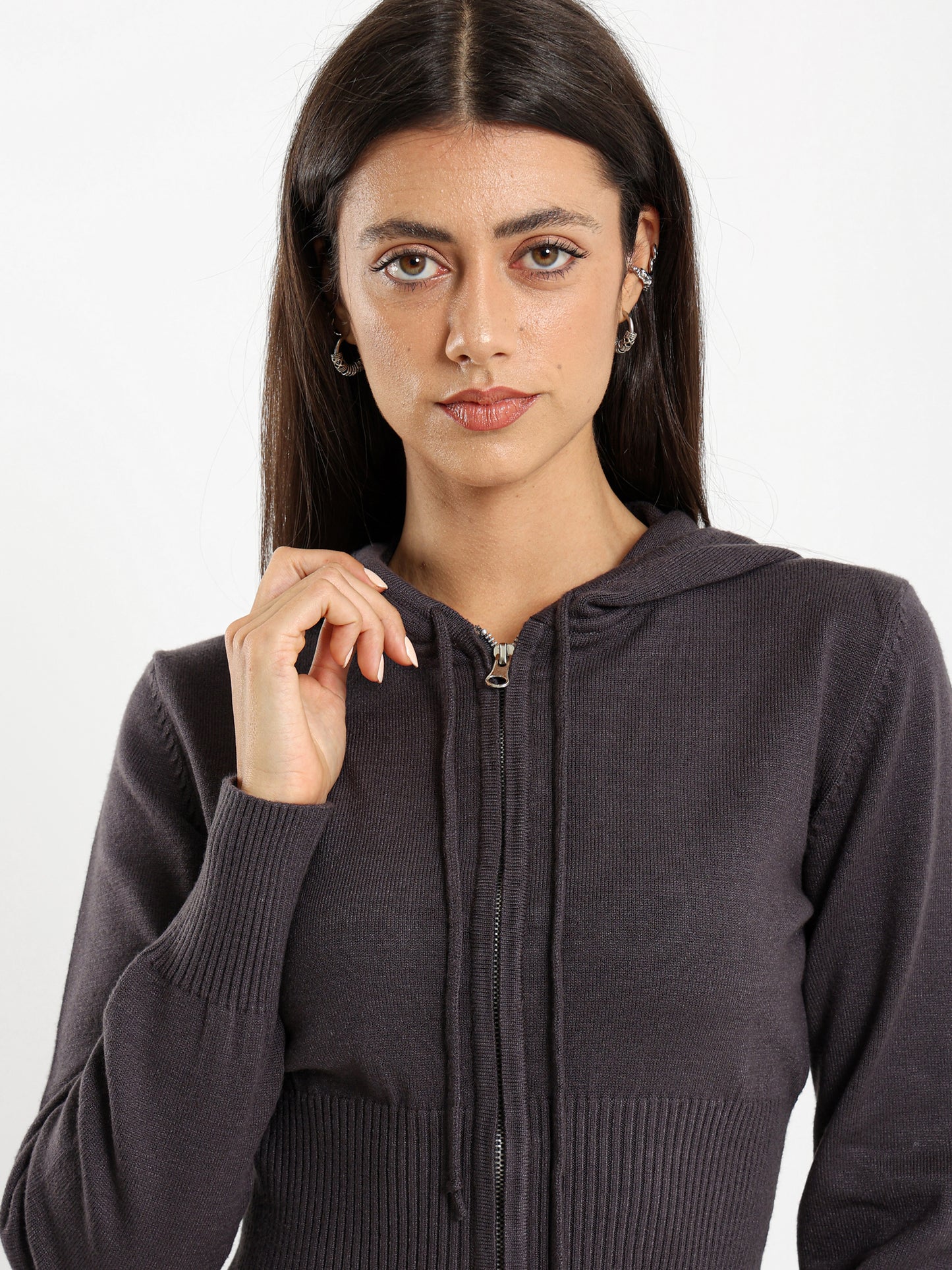 Cropped Tricot Hoodie