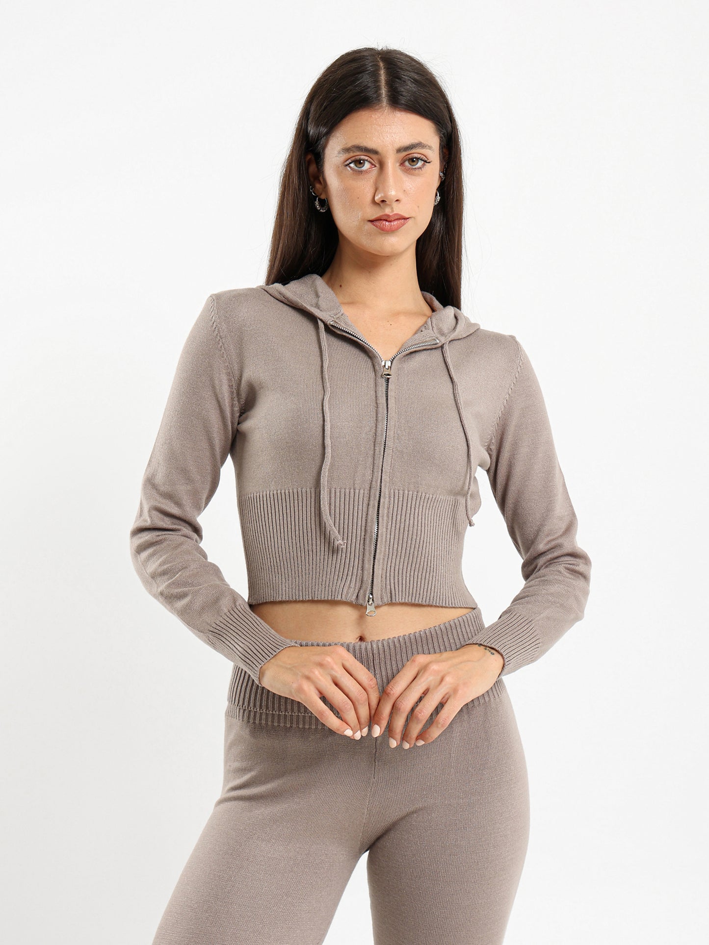 Cropped Tricot Hoodie