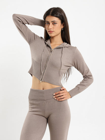 Cropped Tricot Hoodie