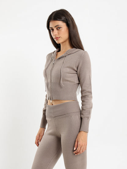Cropped Tricot Hoodie