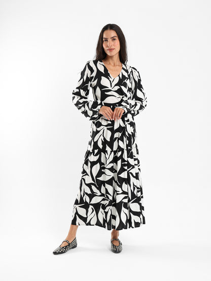 Long-Sleeve Tiered Dress