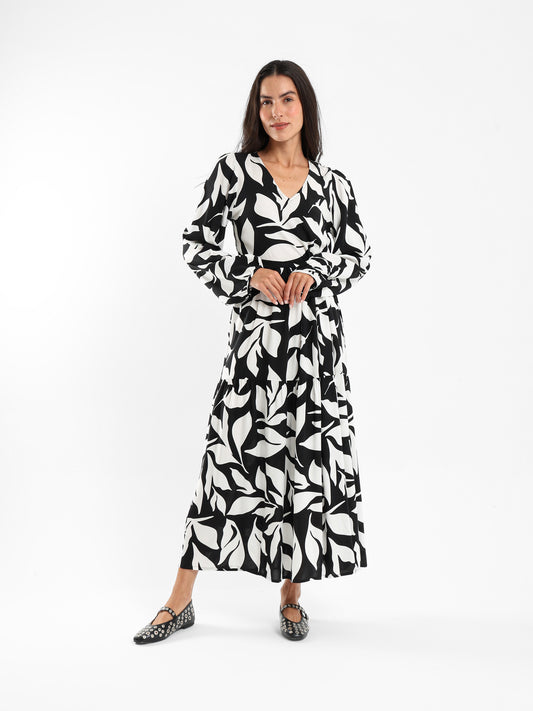 Long-Sleeve Tiered Dress