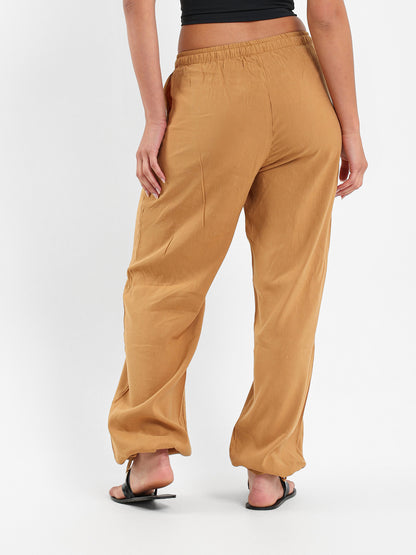 Linen-Blend Pants with Side Pockets