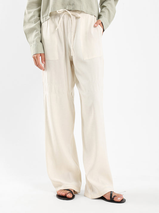 Linen-Blend Pants with Side Pockets
