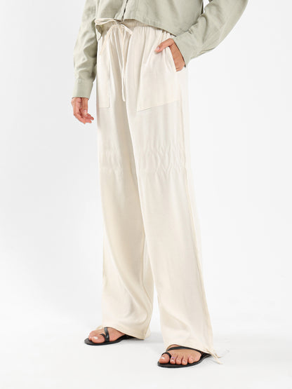 Linen-Blend Pants with Side Pockets